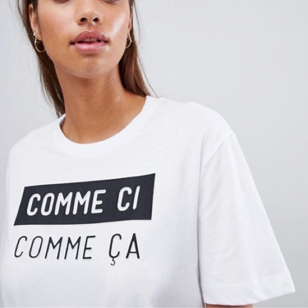 French Connection Comme Ci Comme Ça Graphic Tee White S - Picture 2 of 9